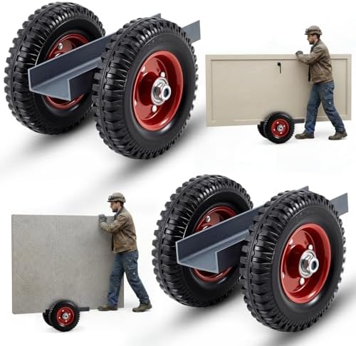 2 Pack Moving Panel Dolly, Door Dolly 440 Lbs / 200 Kg Load Capacity, up to 2.76'' Width Capacity, Heavy Duty Cart with 8'' Solid Rubber Wheels, Steel Mover for Wood, Plywood, Door, Fence