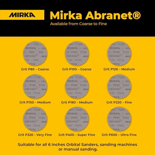 Mirka Abranet 6 Inch 150 Grit Mesh Sanding Discs, Hook and Loop, 50 Pack