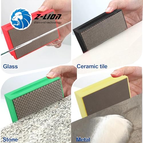 Z-Lion Electroplated Diamond Hand Polishing Pads Foam Back for Granite Marble Stone Glass Ceramic(4pcs/Set)