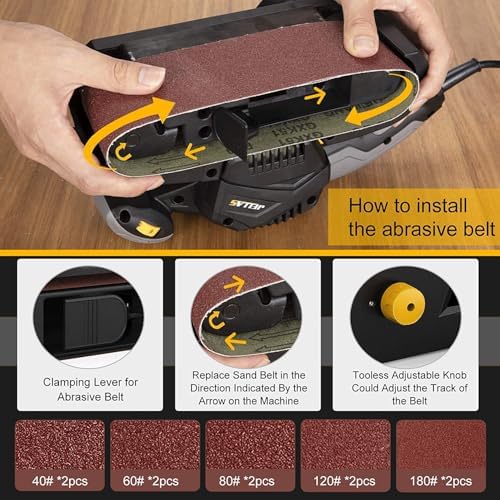 Jellas 7Amp Handheld Belt Sander, 3 21 Inch with Dust Bag for Woodworking