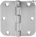 Amazon Basics Rounded Interior Door Hinges with Screws, 3.5" x 3.5", Satin Nickel, Curved Corners, 18-Pack