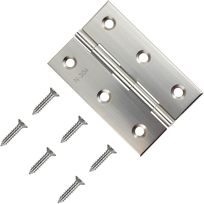 12 Pack Stainless Steel Folding Hinges, 3 Inch Door Hinges, Small Cabinet Hinges with 72 Screws for Wooden Cabinets, Boxes, Crafts and Lightweight Projects