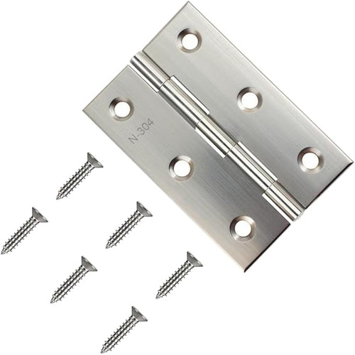 12 Pack Stainless Steel Folding Hinges, 3 Inch Door Hinges, Small Cabinet Hinges with 72 Screws for Wooden Cabinets, Boxes, Crafts and Lightweight Projects
