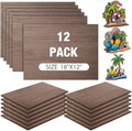 12 Pcs Walnut Color Wood Plywood Board for Laser Cutting, 18 x 12 Inch
