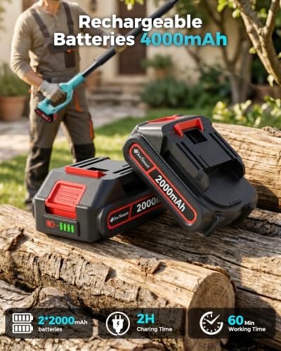 Pole Saws for Tree Trimming, 6" Brushless Mini Chainsaw with Extension Pole