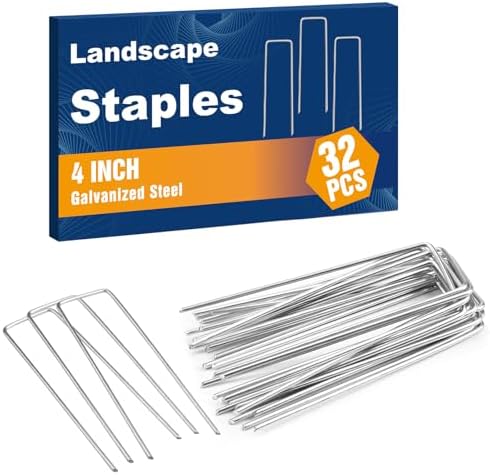 Whonline 32 Pack Landscape Staples 4 Inch, 12 Gauge Garden Stakes