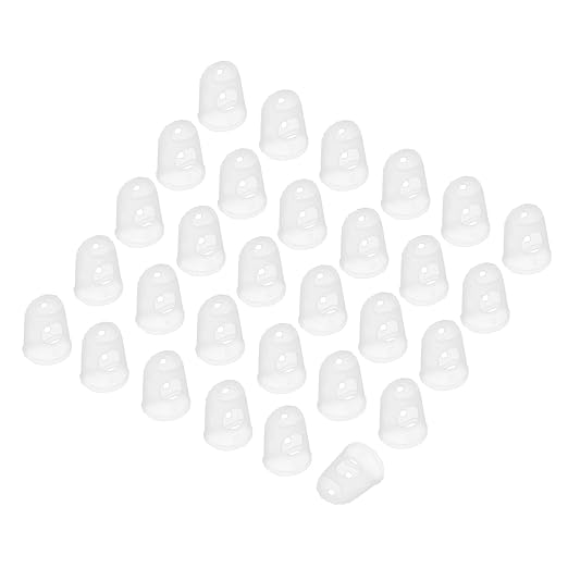 PATIKIL Finger Tip Covers Cots, Light White Silicone Finger Protectors Gloves Breathable Reusable Fingertip Caps with Air Holes for Dry Skin Finger Cracking, L, 30 Pcs