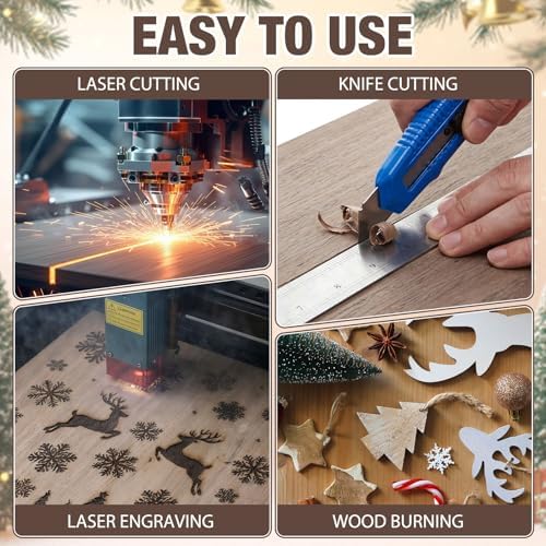12 Pcs Walnut Color Wood Plywood Board for Laser Cutting, 18 x 12 Inch