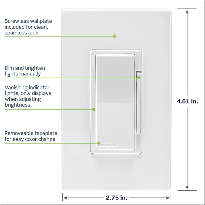 Leviton Decora Smart Dimmer Z-Wave 800 Series, ZW6HD-1RW