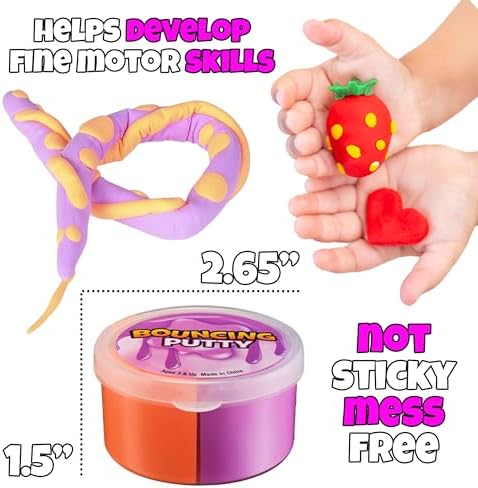 Neon Bouncing Putty (12-Pack) Fluffy DIY Slime Ball Sensory Toys
