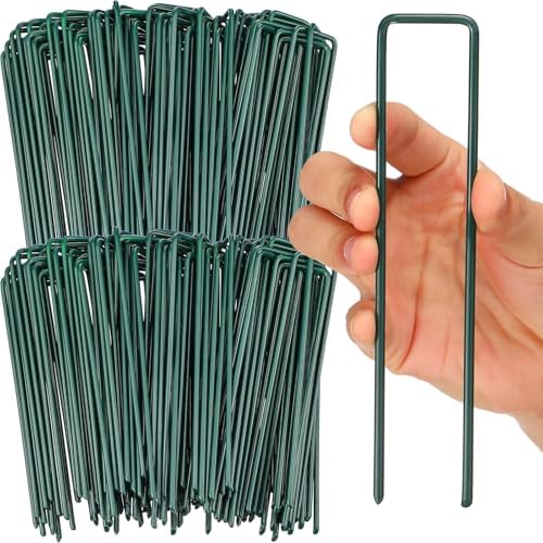 Therwen 400 Pcs 6 in Green Landscape Staples Artificial Grass Turf Stakes