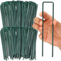 Therwen 300 Pcs 6 in Green Landscape Staples Artificial Grass Turf Stakes
