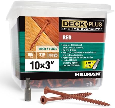 Deck Plus Deck Screws, #10 x 3in, 62 Pack, Red Epoxy