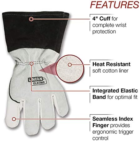 Lincoln Electric DynaMIG Traditional MIG Welding Gloves | Top Grain Leather | 2XL | K3805-2XL,White