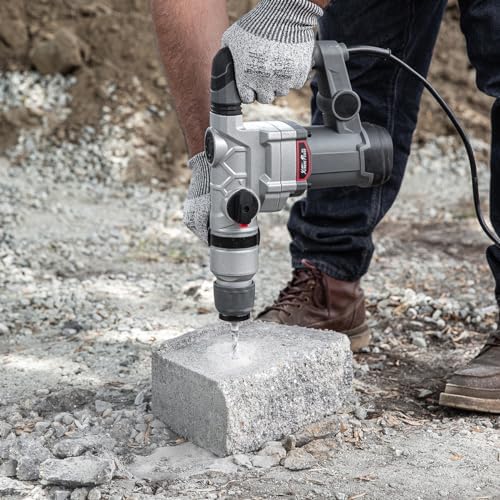 XtremepowerUS 1200W Electric Rotary Hammer SDS Plus Drill Swivel Adjustable Handle Drilling With Flat Chisels, Point Chisels and 3 Drill Bits Carrying Case