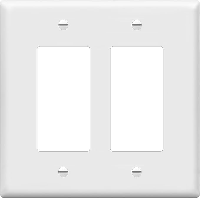 ENERLITES Decorator Light Switch or Receptacle Outlet Wall Plate, Mid-Size 2-Gang 4.88" x 4.92", Polycarbonate Thermoplastic, UL Listed, 8832M-W, White
