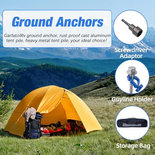 Homeon Wheels Aluminum Ground Anchors, 16-Pack Heavy-Duty Tent Stakes