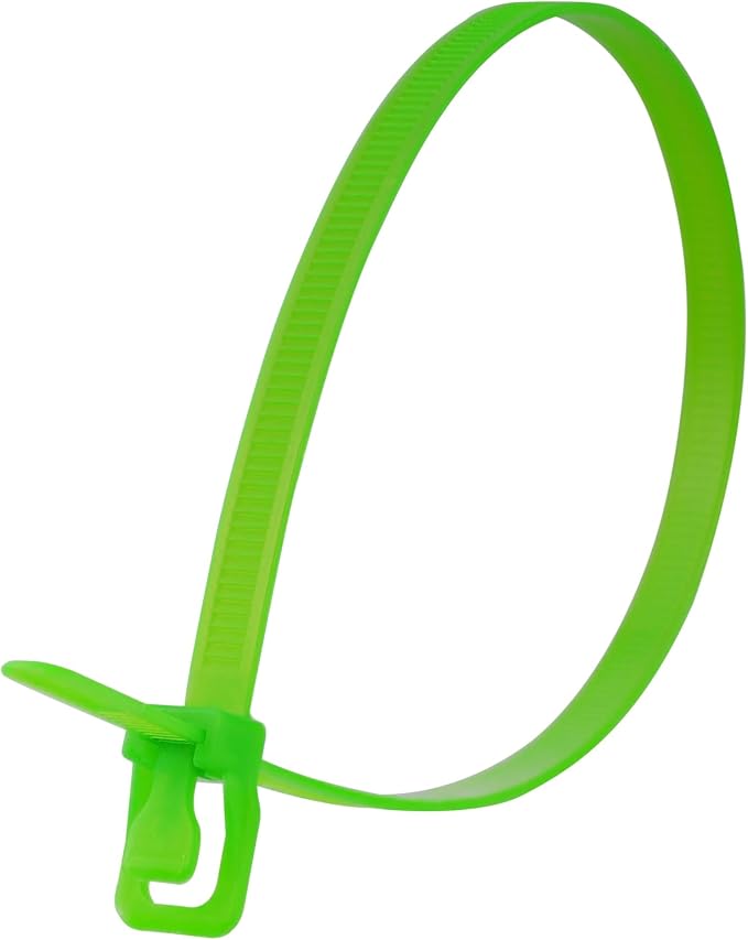 RETYZ WorkTie 14 Inch Fluorescent Green Releasable Tie - 10 Pack