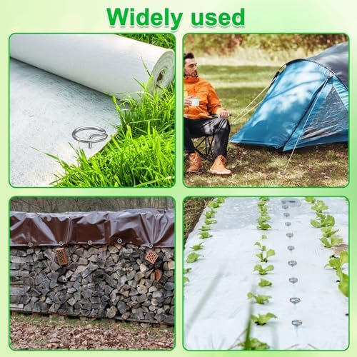 Heavy-Duty Landscape Staples – 50 Pcs 8-Inch G-Shaped Thickened Galvanized Garden Fabric Staples,Rust-Resistant Ground Cover Pins for Weed Barrier, Erosion Control & Landscaping Projects