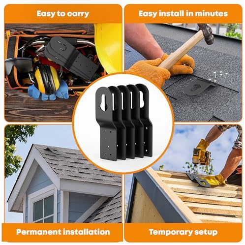 5 Pack Permanent Roof Safety Anchors for Fall Protection, Black
