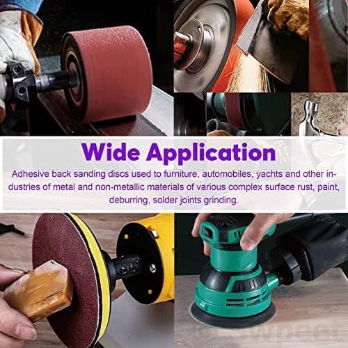 Swpeet 23Pcs 4 x 36 Inch Aluminum Oxide Sanding Belts (80/120/150/240/400 Grits) with 6 Inch No-hole Back Flocking Sanding Disc (80/100/120/180/240/400 Grits) and Cleaning Eraser