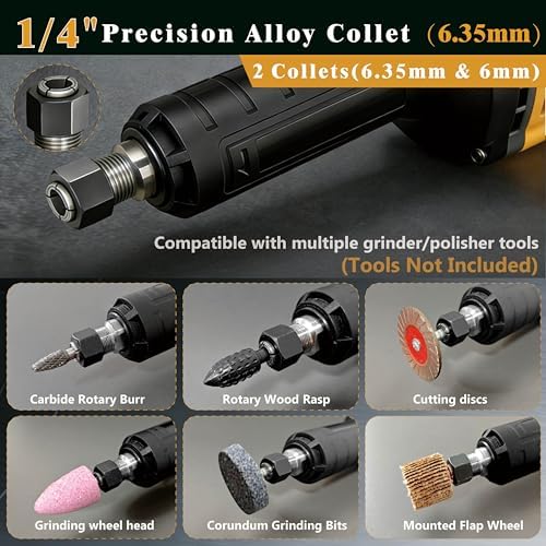 Upgraded Cordless Die Grinder Compatible with Dewalt 20V MAX Battery,Electric Grinder with 26000 RPM Brushless Motor,1/4" Precision Chuck, for Rust Removal, Grinding, Polishing (Battery Not Included)