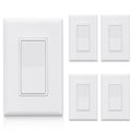 ELEGRP 3 Way Decorator Light Switch, 15Amp, 120-277 Volt, AC Rocker Paddle Wall Switch Replacement, Self-Grounding, Residential Grade, Screwless Wall Plate, UL Listed (5 Pack, Glossy White)