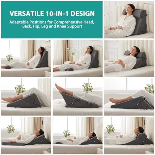 Bedluxe Wedge Pillow Set for After Surgery, Orthopedic Bed Wedge, Dark Grey