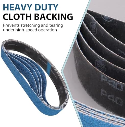 Zirconia Sanding Belts 1-1/2 x 30 Inch 40 Grit for Pipe Belt Sander 10 Pack