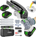 CEEPUY Mini Chainsaw Cordless,6 Inch Portable Electric Chainsaw with 2 Batterys/Automatic Oiler/Security Lock/Powered Small Handheld Saw for Trees Branches Trimming,Gifts for Father Men Dad Husband