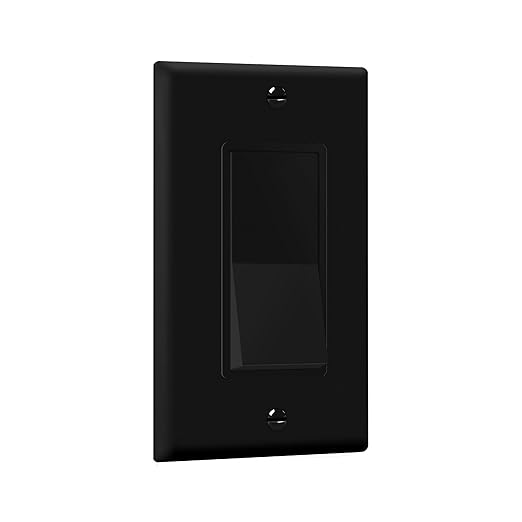 ENERLITES Decorator Switch with Wall Plate, Paddle Light Switch, 3-Way or Single Pole, 3 Wire, Grounding Screw, Residential Grade, 15A 120V, UL listed, 93150-BKWP, Black with Wall Plate