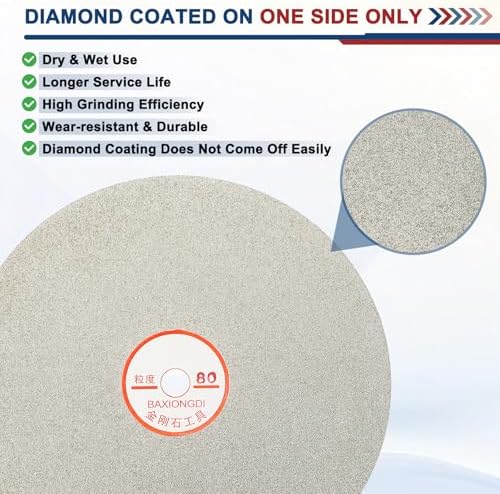 8 Inch x 1/2" Arbor Diamond Flat Lap Disc, 80 Grit