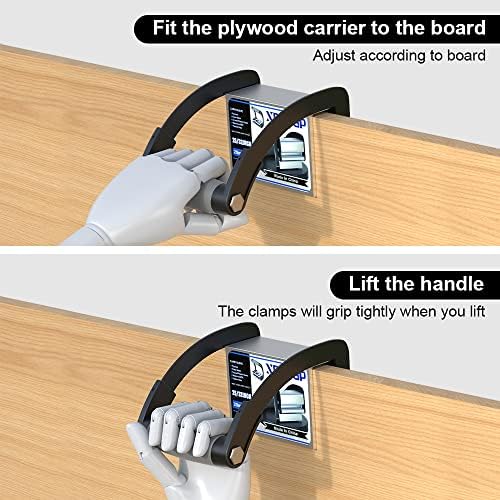 Panel and Plywood Carrier, Plywood Lifting Tool and Drywall Carrying Tool, Aluminum Alloy Soft-Grip Handle Gripper Lift for Sheetrock, Adjustable Clamp Carrier Thickness up to 3/4 inch