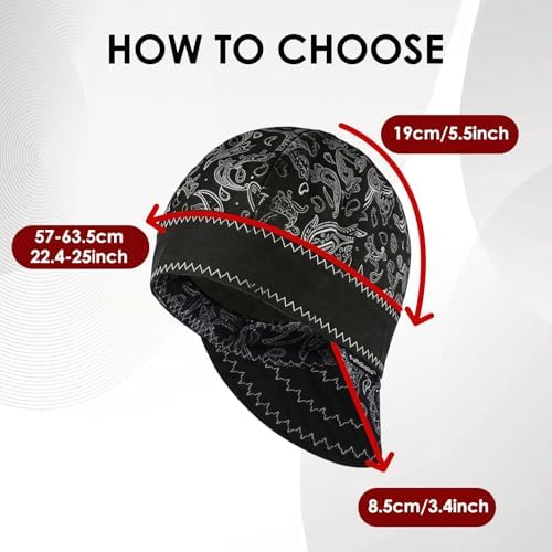 Fullsheild Reversible Welding Cap FR Cotton Welder Hat，Black+Blue, 2Pcs