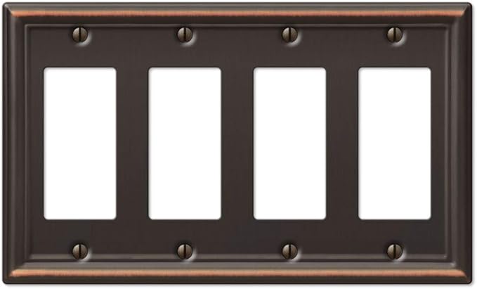 Amerelle 149R4DB Chelsea Wallplate, 4 Rocker, Steel, Aged Bronze, 1-Pack