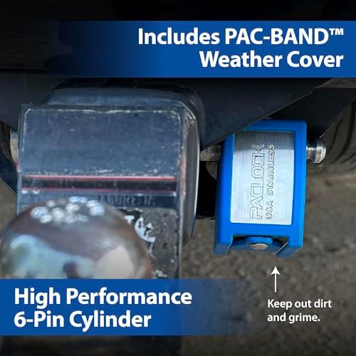 PACLOCK's 80-Series Trailer Hitch Lock, Standard Rekeyable (SR), 325" Pin, One Lock Keyed to a Number U-Pick! w/ 2 Keys, Black