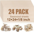 24 Pack Basswood Sheets 12"x24"x1/8", 3mm Basswood for Laser Cutting and Engraving,Thin Plywood Board Unfinished Wood for Crafts, DIY Ornaments and Architectural Model, Wood Burning.