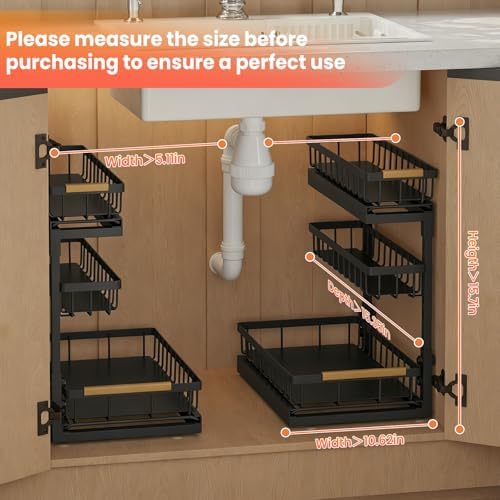 Under Sink Organizer and Storage for Bathroom and Kitchen - 1 Pack 3 Tier