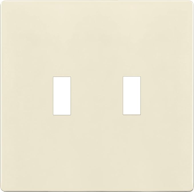ENERLITES Screwless Double Toggle Switch Wall Plate, Child Safe Dual Light Switch Cover, Standard Size 2-Gang 4.68" x 4.73", Unbreakable Polycarbonate Thermoplastic, SI8812-LA, Glossy, Light Almond