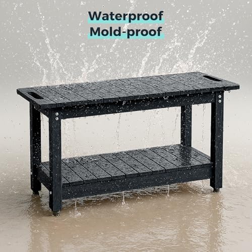 35" Shower Bench, Waterproof HIPS Shower Stool for Shaving Legs