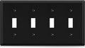 ELEGRP Toggle Light Switch Wall Plate, 4-Gang Standard Size Switch Covers, Unbreakable Polycarbonate Replacement Faceplates Covers, UL Listed, Color-matched Screws Included (1 Pack, Glossy Black)