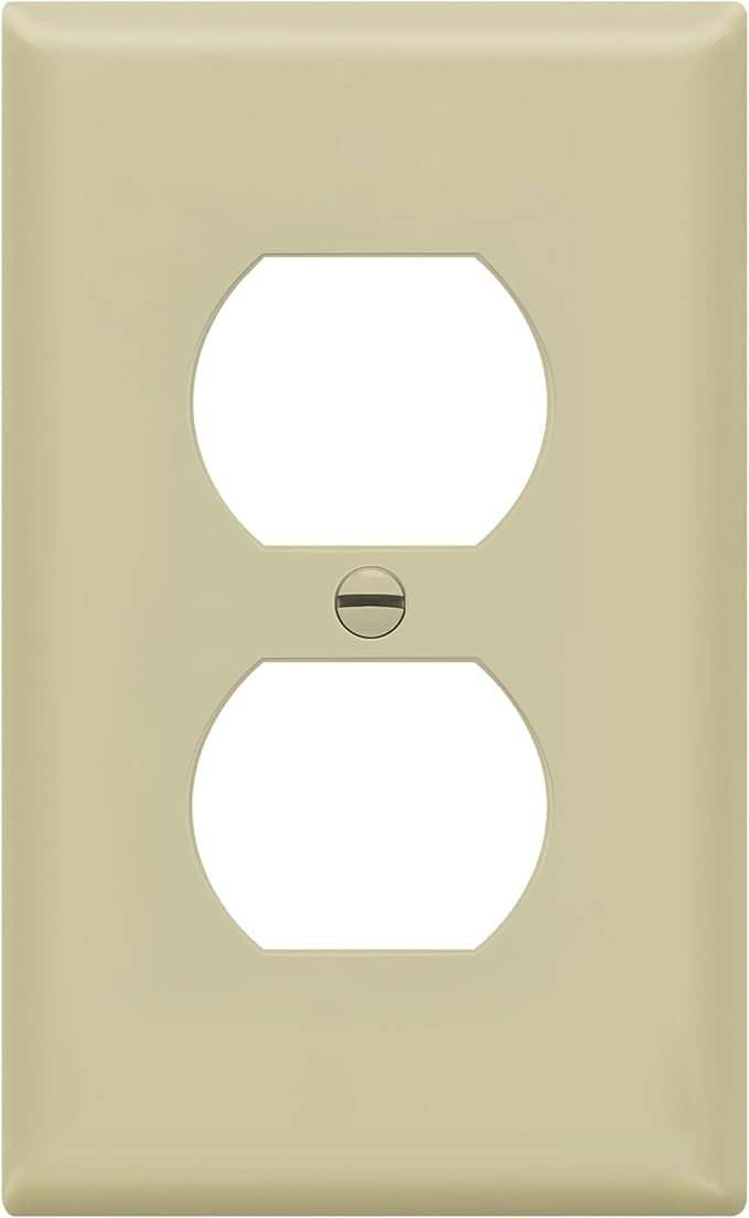 Enerlites 8821-I Duplex Receptacle Outlet Wall Plate, Standard Size 1-Gang, Polycarbonate Thermoplastic, Ivory