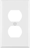 ENERLITES Duplex Receptacle Metal Wall Plate, Outlet Cover, Corrosion Resistant, Standard Size 1-Gang 4.50" x 2.76", Powder Coated Stamped Steel, 7721-WM, White Matte