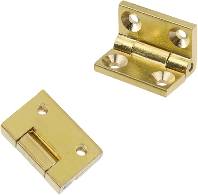 4Pcs Mini Solid Brass Cabinet Drawer Hinges, 90 Degree Small Butt Hinges Connectors for Jewelry Gift Box Wooden Case Delicate Boxes Doll House Model Making Folding Pages (1 Inch)
