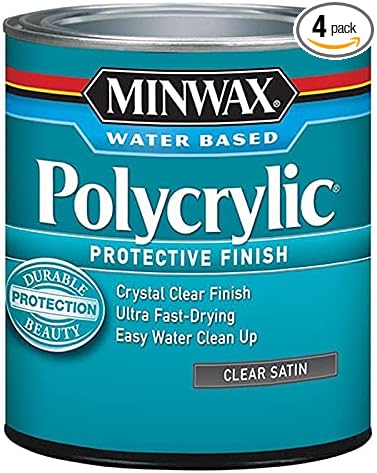 4-Pack of 1/2 pt Minwax 23333 Clear Polycrylic Water-Based Protective Finish Satin