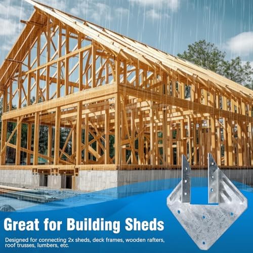 65Pack 18-Gauge Hurricane Ties for Rafters Shed Roof, Heavy Duty Galvanized Hurricane Straps Rafter Ties Brackets for Deck Pergola, Joist Hangers Fits Standard 2X Lumber (Actual 1-1/2" Thick)