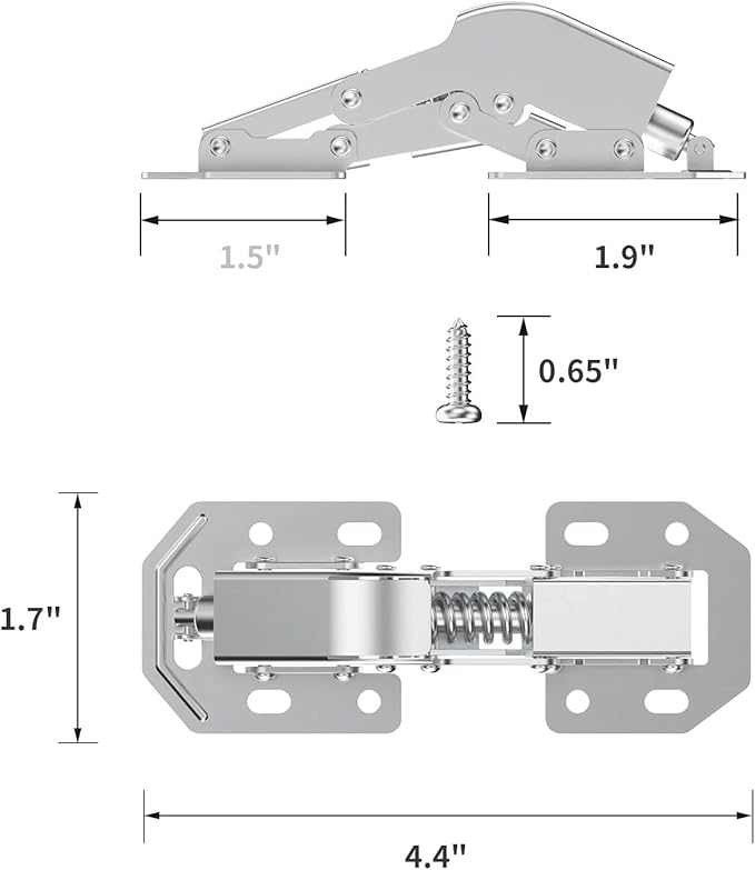 Chibery 50 Pack 90 Degree Soft Close Surface Mount Spring Hinges, No Pre-drilled Easy Installation, Noiseless Frameless Hidden Concealed Kitchen Cabinet Hinge for Cupboard Folded Replacement Hardware