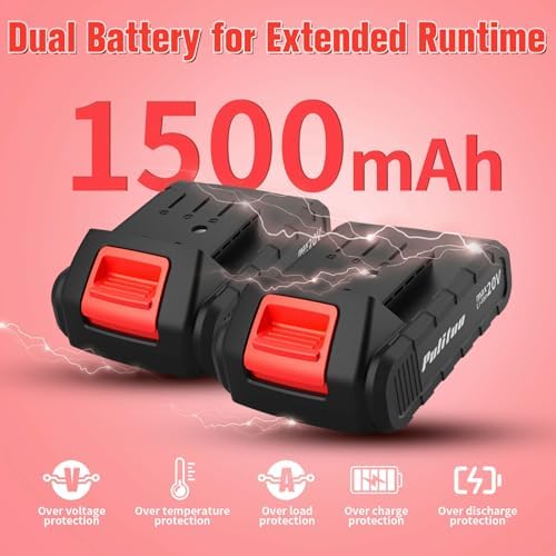 PULITUO 20V Cordless Drill/Driver, 2 Batteries Electric Screwdriver, 30Nm Power Drill Driver, 21+1 Torque, 2 Speed, 3/8"Keyless Chuck, power Drill with LED Light, Drill Driver Kit for Home (Red)