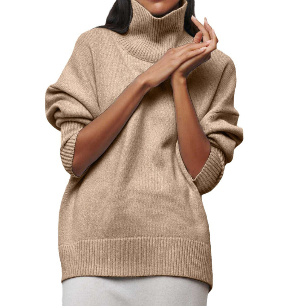 Vibrant Pink Oversized Turtleneck Knit Sweater | Women's Fuchsia High-Neck Party Pullover