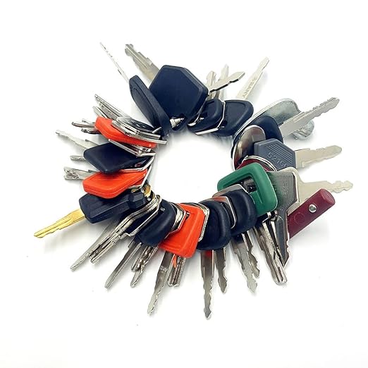 38PCS Heavy Construction Equipment Keys Set,Machinery Operator Ignition Keys Compatible with Volvo John Deere CAT JCB Case Genie Bobcat Hyster Komatsu Kobelco Kubota Hitachi